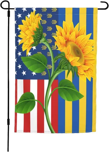 Bandera de amor por Ucrania Bandera de girasol patriótica de jardín americano de 12x18 pulgadas a prueba de decoloración Bandera de jardín para