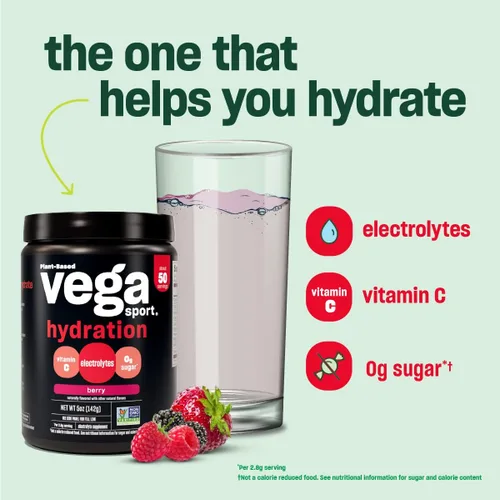 Miniatura 5 de Vega Sport Hydration - Bebida de electrolito en polvo, limonada - Bebida de recuperación después del entrenamiento para mujeres y hombres, vitamina