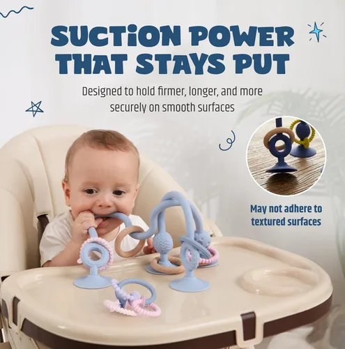 Miniatura 6 de Jumble Jangle Juguetes de Dentición para Bebés – Libres de BPA, Juguetes Multiusos para Silla Alta para Bebés: Alivio de Dentición por Succión