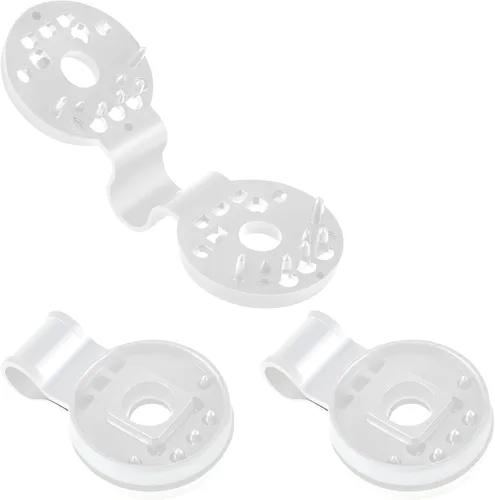 Frienda 30 clips de plástico de tela redonda blanca, reutilizables, resistentes, clips de red de tela para sombrilla para fijación y colocación para