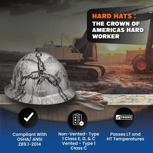 Miniatura 5 de Casco de seguridad de ala completa con ventilación, Clase C, aprobado para trabajos de construcción por OSHA, diseño premium de fibra de carbono