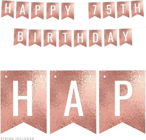 Miniatura 13 de Andaz Press Pancarta decorativa de mosaico con purpurina de oro rosa para fiesta de cumpleaños, 100 años de amor, aproximadamente 5 pies, 1 juego