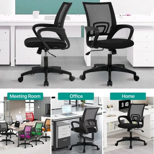 Miniatura 7 de Silla de oficina ergonómica con soporte lumbar, silla de escritorio de malla ajustable para dolor de espalda, taburete giratorio ejecutivo moderno