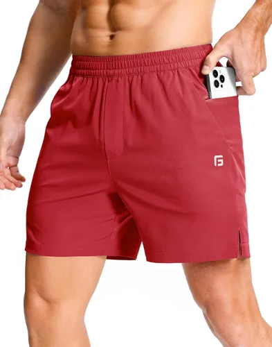 Miniatura 55 de GGJ Pantalones cortos deportivos ligeros para hombre con 2 bolsillos con cremallera de 7/5/9 pulgadas, pantalones cortos de tenis de secado rápido