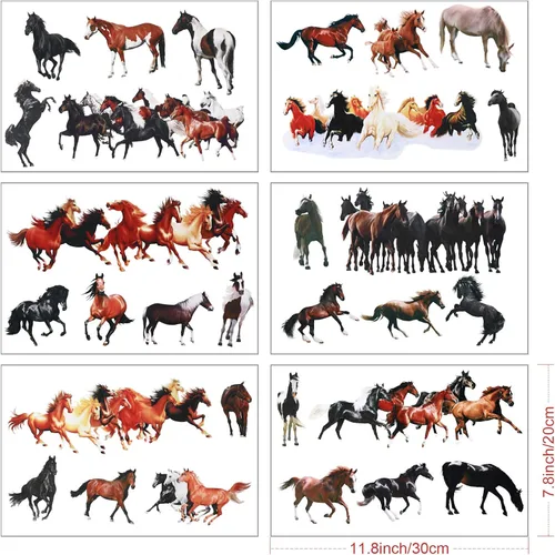 Miniatura 7 de 30 calcomanías de pared de caballo salvaje, calcomanías de pared para decoración, 11.8 x 7.8 pulgadas