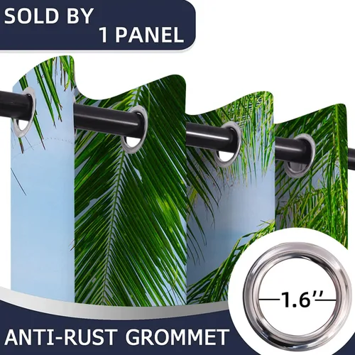 Miniatura 4 de Cortinas opacas para puerta de playa oceánica para puertas, cortinas opacas hawaianas de verano con palmeras para armario de dormitorio de niños