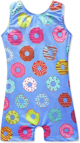Miniatura 24 de HOZIY - Leotardos de gimnasia con pantalones cortos brillantes para niñas pequeñas; estampados de unicornio, aurora, arco iris, sirena, dinosaurio