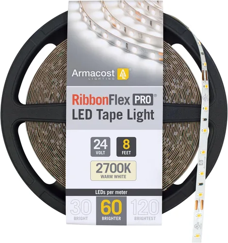 Miniatura 44 de Armacost Lighting RibbonFlex Pro 136230 - Tira de luces LED blancas de 24 V, 120 LED/m, 2700K, 16.4 pies