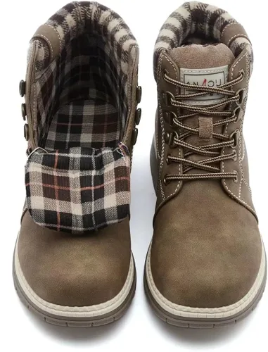 Miniatura 6 de ANJOUFEMME Botas de trabajo para senderismo y nieve de invierno para mujer