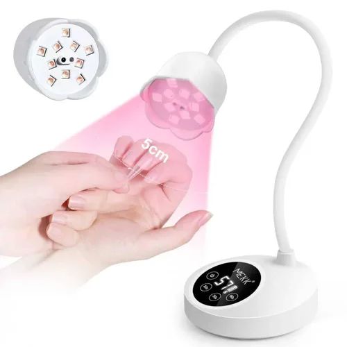 Miniatura 9 de MEKK - Lámpara de uñas de curación flash, 30 W, luz UV pequeña inalámbrica para uñas de gel Gooseneck, Auto Sensor, 4 Timers (10/30/60/90s)
