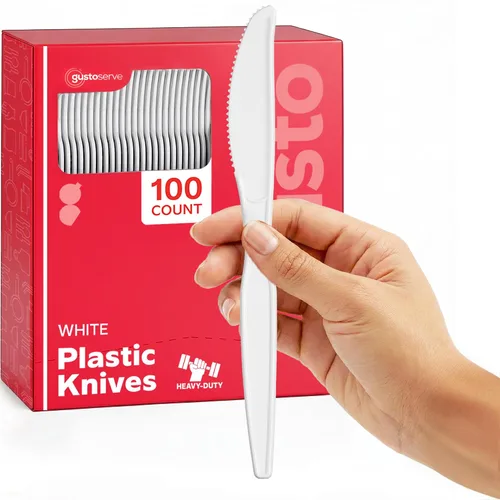 Miniatura 9 de GUSTO [Paquete de 100] Tenedores de plástico desechables básicos, tenedores de plástico blanco resistentes, perfectos para fiestas, eventos y cenas