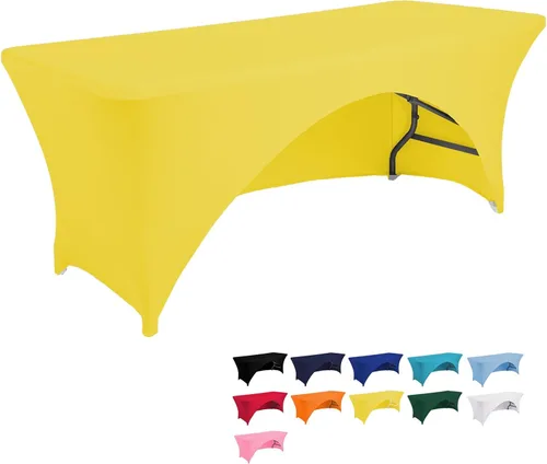 Miniatura 14 de Jeloris Mantel rectangular de elastano con parte trasera abierta (5 pies, negro) ajustado, lavable, sin arrugas, elástico y elástico para mesa