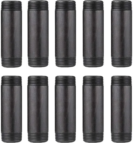 Miniatura 18 de Accesorios de pezones de acero maleable negro de 1 x 30 pulgadas, pezones de tubo roscados de 1 pulgada, estilo vintage industrial Steampunk DIY