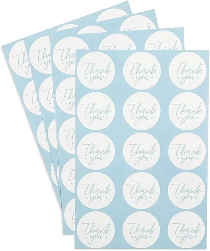 Miniatura 7 de Pipilo Press Tarjetas de agradecimiento para baby shower con sobres y calcomanías para niño, diseño de tendedero azul de 6 x 4 pulgadas, paquete
