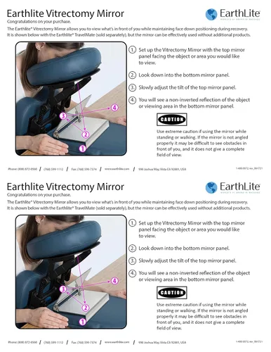 Miniatura 2 de EARTHLITE Espejo de cara hacia abajo ajustable - Soporta vitrectomía, desprendimiento de retina y recuperación de agujero macular, plateado, estándar