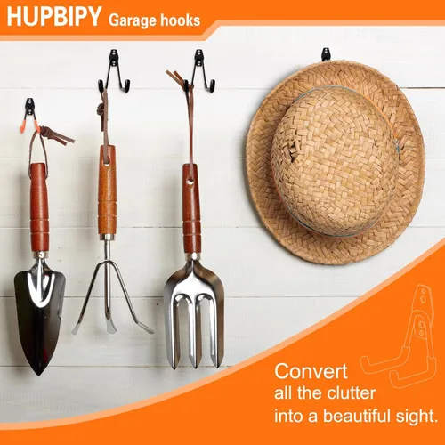 Miniatura 5 de HUPBIPY Paquete de 26 ganchos de garaje resistentes de acero utilitario con revestimiento antideslizante para montaje en pared, organizador