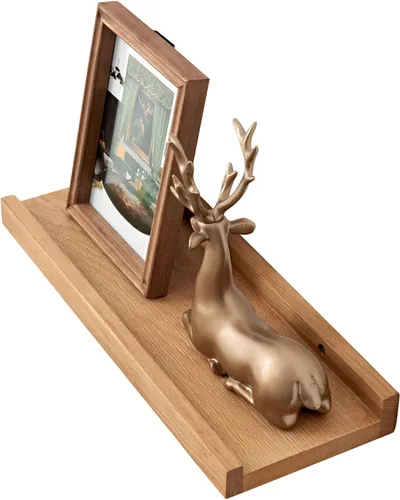 Miniatura 11 de Estantes flotantes de roble – Repisa de madera natural montada en la pared – Repisa de fotos – Estante de almacenamiento de pared para oficina
