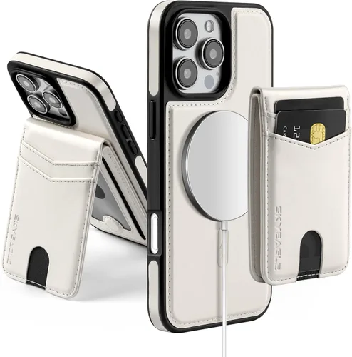 SkyEagle Magsafe - Funda tipo cartera desmontable 2 en 1 para iPhone 16 Pro con tarjetero para mujeres y hombres, de piel sintética magnética, Blanco