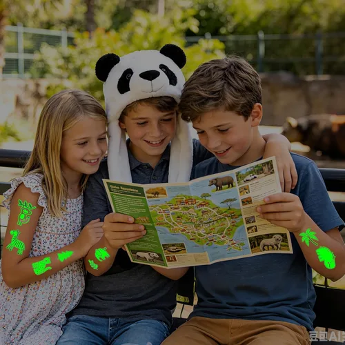 Miniatura 6 de Partywind 380 estilos (30 hojas) tatuajes luminosos para niños, estilos mixtos, calcomanías temporales con sirena/dinosaurio/espacio exterior/pirata