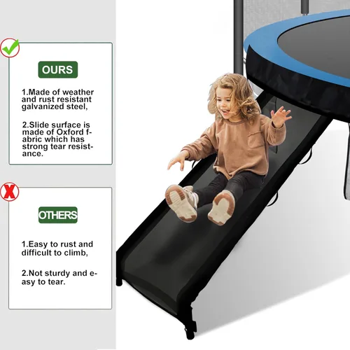 Miniatura 5 de Eurmax USA - Escalera deslizante universal para cama elástica fácil de montar, acero resistente, accesorio para trampolín para niños, para subir