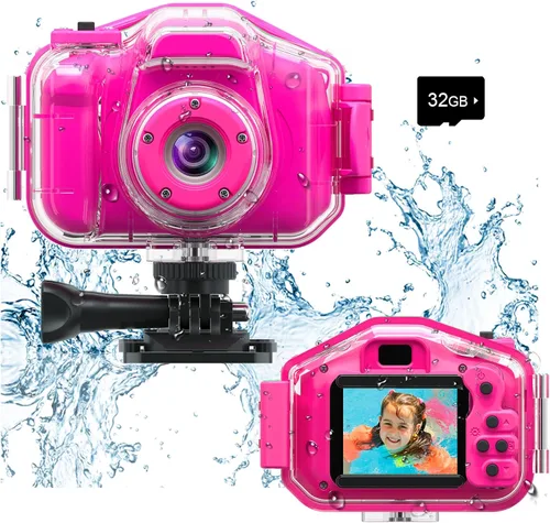 Miniatura 8 de Agoigo - Cámara resistente al agua para niños, videocámara digital HD sumergible, juguete de viaje portátil para niños pequeños - Regalo ideal