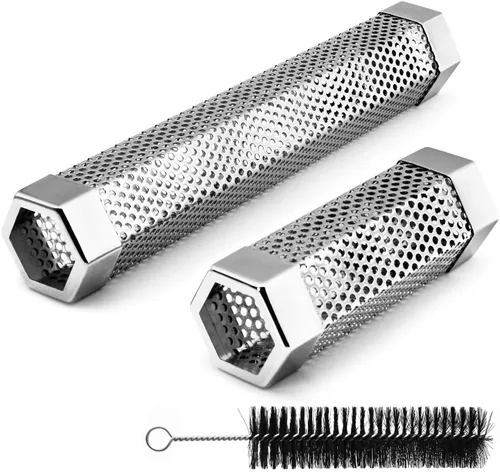 BEWAVE Tubo de ahumador de pellets para todas las parrillas, carbón eléctrico a gas o ahumadores para fumadores en frío/calor, cepillo de tubo
