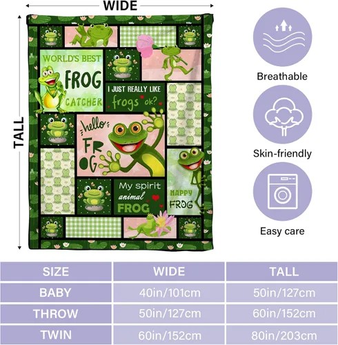 Miniatura 3 de Regalos de rana para mujer, manta de rana de 50 x 60 pulgadas, regalos de cumpleaños para amantes de las ranas, cosas de ranas para niñas, manta