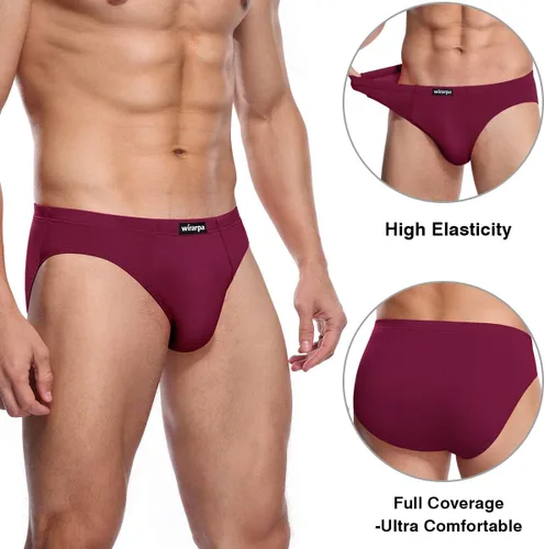 Miniatura 2 de wirarpa Men's Underwear Modal Microfiber Briefs No Fly Covered Waistband Silky Touch Underpants 4 Pack