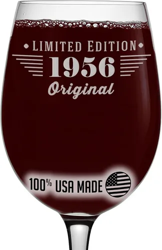 Miniatura 8 de Spotted Dog Company Copa de vino grabada vintage de 16 onzas con tallo de 16 onzas, regalos de feliz cumpleaños 70 para mujeres y hombres, saludos a