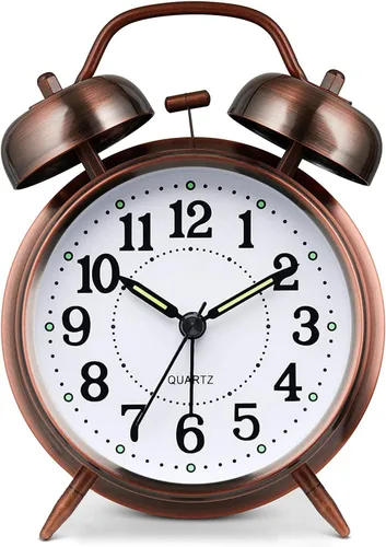 Miniatura 10 de Azyh Reloj despertador ruidoso para adultos que duermen pesados, de metal de 4 pulgadas, doble campana, funciona con pilas, para decoración de Negro