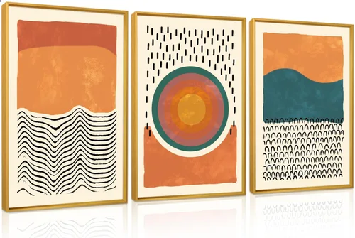 Miniatura 16 de HPINUB - Lienzo decorativo abstracto moderno para pared, juego de 3 impresiones artísticas enmarcadas, pintura de pared grande en blanco y negro, 16