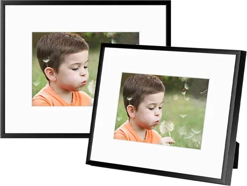 Miniatura 55 de Frametory, Portarretratos de aluminio negro de 5 x 7 pulgadas, juego de 2, ideal para mostrar fotos de 4 x 6 con paspartú o de 5 x 7 pulgadas sin