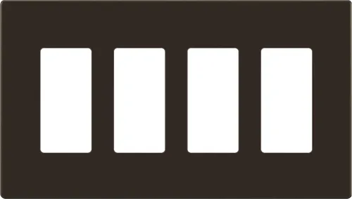 Miniatura 100 de ENERLITES Placas de pared decorativas sin tornillos, cubiertas de tomacorrientes seguras para niños, tamaño de 4 posiciones, 4.68" H x 8.30" L, Negro