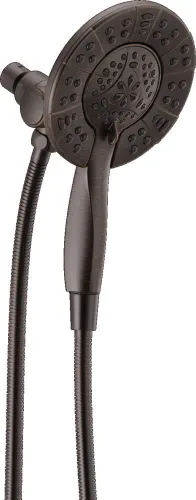 Miniatura 13 de Delta In2ition - Cabezal de ducha doble 2 en 1 de 4 ajustes con rociador de mano, cabezal de ducha desmontable negro mate con manguera, cabezal