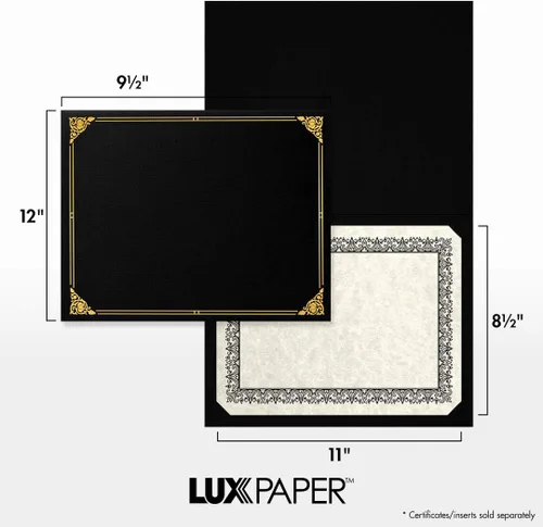 Miniatura 3 de LUXPaper Porta certificados de 9.5 x 12 pulgadas, lino azul náutico, borde de lámina dorada en relieve, cubierta de 100 libras, 25
