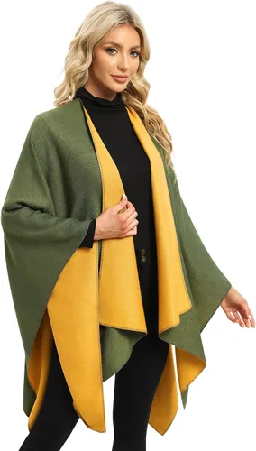 Miniatura 35 de Femdouce Manta cálida para mujer, ligera, con frente abierto, capa tipo poncho para primavera, otoño e invierno