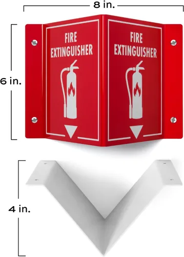 Miniatura 3 de Señal de extintor de incendios 3D 2 unidades Señal de seguridad contra incendios de montaje en pared, 6 x 8 x 4 pulgadas
