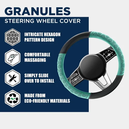 Miniatura 3 de PIC AUTO Funda de volante de masaje, protector de volante de automóvil de cuero con material de patrón de fútbol menta, accesorios