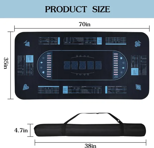 Miniatura 2 de RUNNING HOT Exclusivo tapete de póquer profesional: 70 x 35 pulgadas, antideslizante, duradero, diseño plegable con guía de probabilidad de póquer