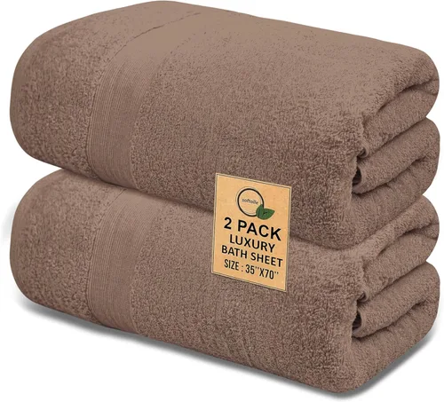 Miniatura 16 de Toallas de baño de lujo 100% algodón, paquete de 2 (35 x 70 pulgadas), súper suaves, de secado rápido y altamente absorbentes, para baño, hogar, spa