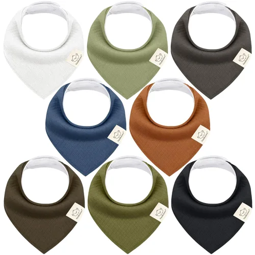 KeaBabies - Juego de 8 baberos tipo bandana para bebés, niñas y niños - Baberos de algodón orgánico para babeo y dentición para recién nacidos,