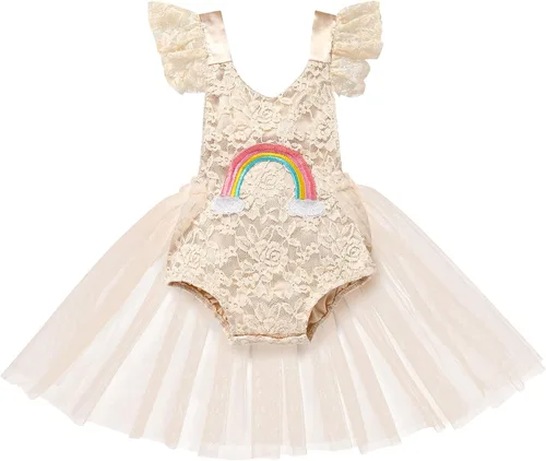 Miniatura 58 de Traje de bebé niña primer cumpleaños traje de encaje tul mameluco princesa tutú vestido de un año cumpleaños pastel Smash fotografía ropa