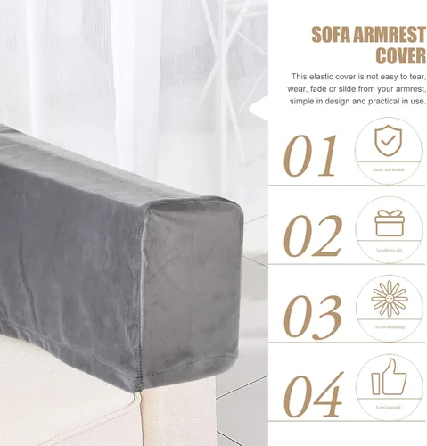 Miniatura 8 de BESPORTBLE Fundas elásticas para reposabrazos para sillas, sofá, sillón, sofás de terciopelo para el hogar, oficina, sofá reclinable, color gris
