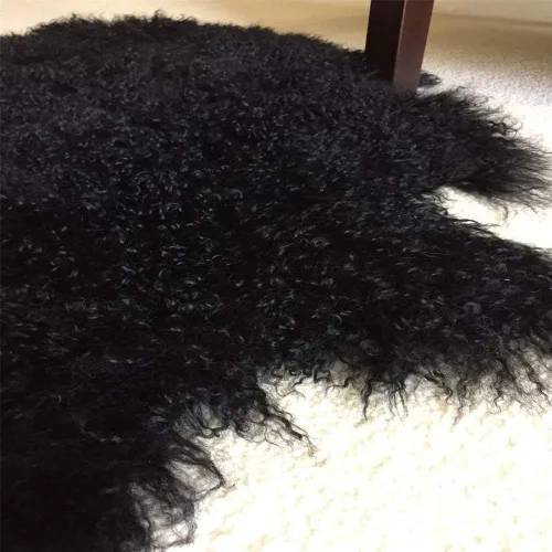 Miniatura 4 de Alfombra tibetana genuina, piel de oveja de cordero mongol, funda para silla con decoración gruesa súper esponjosa para dormitorio, sala de estar