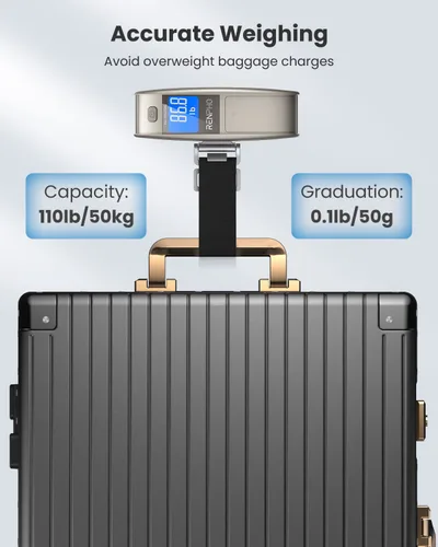 Miniatura 2 de RENPHO Báscula de equipaje para maletas, báscula digital portátil para viajes, báscula de pesaje de equipaje de mano con gancho, función de tara