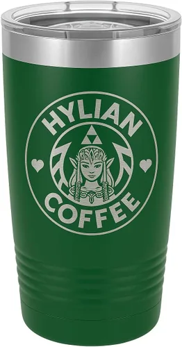 Miniatura 2 de Legendary Hero Warrior Princess Royalty Fantasy Latte Coffee Shop Video Game Parody - Taza aislada al vacío con tapa transparente con grabado láser