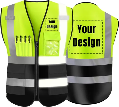 Miniatura 31 de Chaleco de seguridad de alta visibilidad Personaliza tu logotipo chaleco de seguridad protector, Amarillo