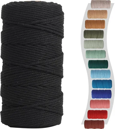 Miniatura 56 de Cordón de macramé de 1/8 pulgadas 220 yardas (200 metros) suministros naturales de macramé, hilo de macramé, cuerda de algodón de color, cuerda