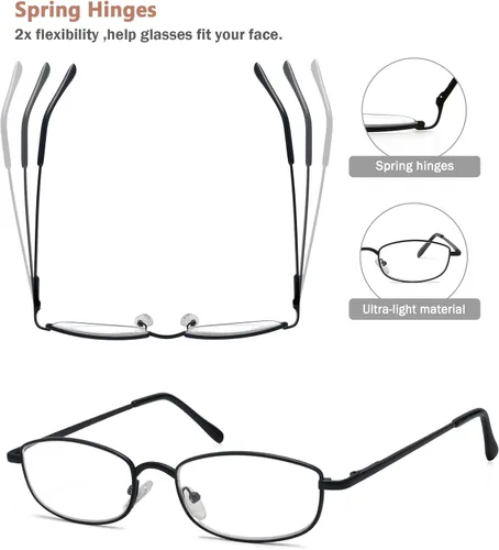 Miniatura 4 de Eyekepper 4 pares de anteojos de lectura con marco de metal con bisagras de resorte para hombres y mujeres de lectura