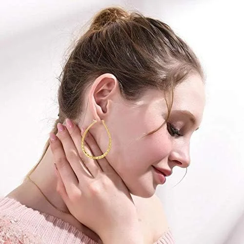 Miniatura 3 de Pendientes de aro ligeros con forma de lágrima para mujer
